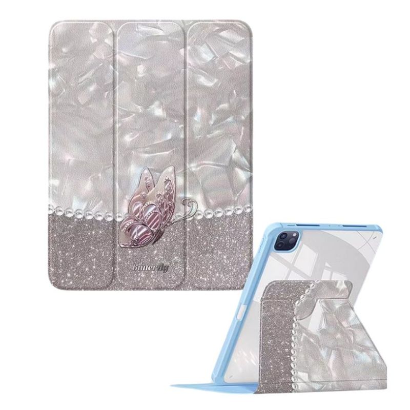 Load image into Gallery viewer, [With Pen Slot] Apple iPad 7th/8th/9th Gen (2019/2020/2021) 10.2&quot; - 360 Degree Shiny Luxury Butterfly Fashion-Forward Series Case
