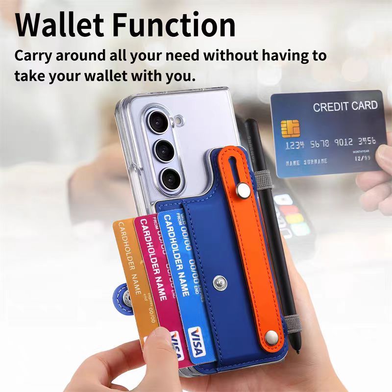 Load image into Gallery viewer, [With Card Slot] Samsung Galaxy S24(SM-S921)/Plus(SM-S926)/Ultra(SM-S928) - Transparent Color Blocking Wallet Series Case With Wrist Strap
