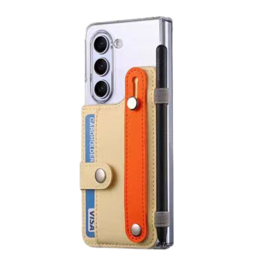 [With Card Slot] Samsung Galaxy S24(SM-S921)/Plus(SM-S926)/Ultra(SM-S928) - Transparent Color Blocking Wallet Series Case With Wrist Strap