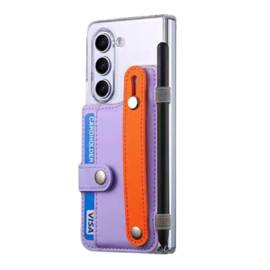 [With Card Slot] Samsung Galaxy S24(SM-S921)/Plus(SM-S926)/Ultra(SM-S928) - Transparent Color Blocking Wallet Series Case With Wrist Strap