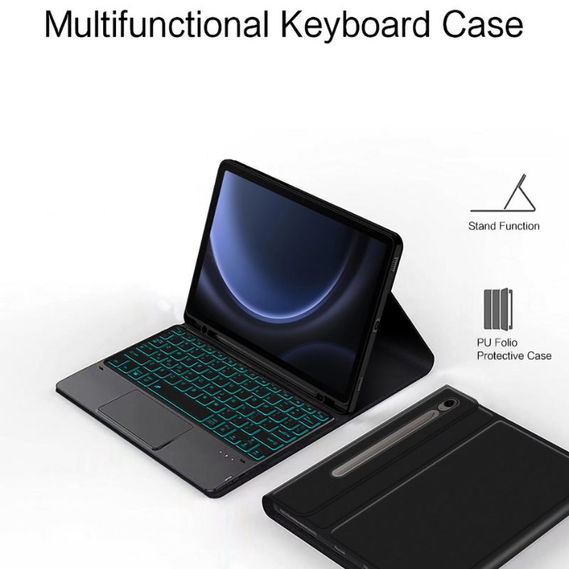 Load image into Gallery viewer, [Detachable] Samsung Galaxy Tab S7 Plus &amp; S8 Plus &amp; S7 FE &amp; S9 Plus &amp; S9 FE Plus &amp; S10 Plus 12.4&quot; - PU Business Wireless Touch Bluetooth Keyboard Case With Pen Slot
