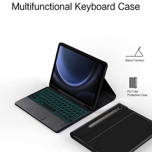 [Detachable] Samsung Galaxy Tab S9 & S9 FE 11” - PU Business Wireless Touch Bluetooth Keyboard Case With Pen Slot