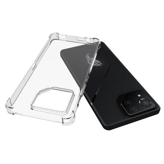 Asus ROG Phone 8/8 Pro - AirPillow Cushion Transparent Soft Clear TPU Four Corners Protective Case With 2PC 9H Tempered Glass Screen Protector