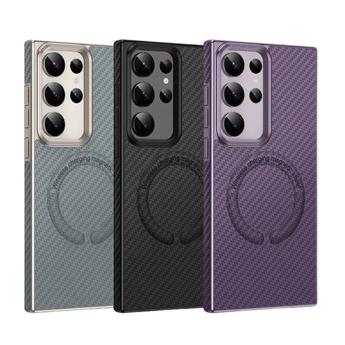 [Magsafe Compatible] Samsung Galaxy S22(SM-S901)/Plus(SM-G906)/Ultra(SM-G908) - Anti Fingerprint Carbon Fiber Texture Essentials Series Case