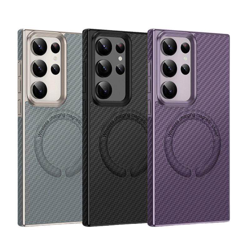 Load image into Gallery viewer, [Magsafe Compatible] Samsung Galaxy S22(SM-S901)/Plus(SM-G906)/Ultra(SM-G908) - Anti Fingerprint Carbon Fiber Texture Essentials Series Case
