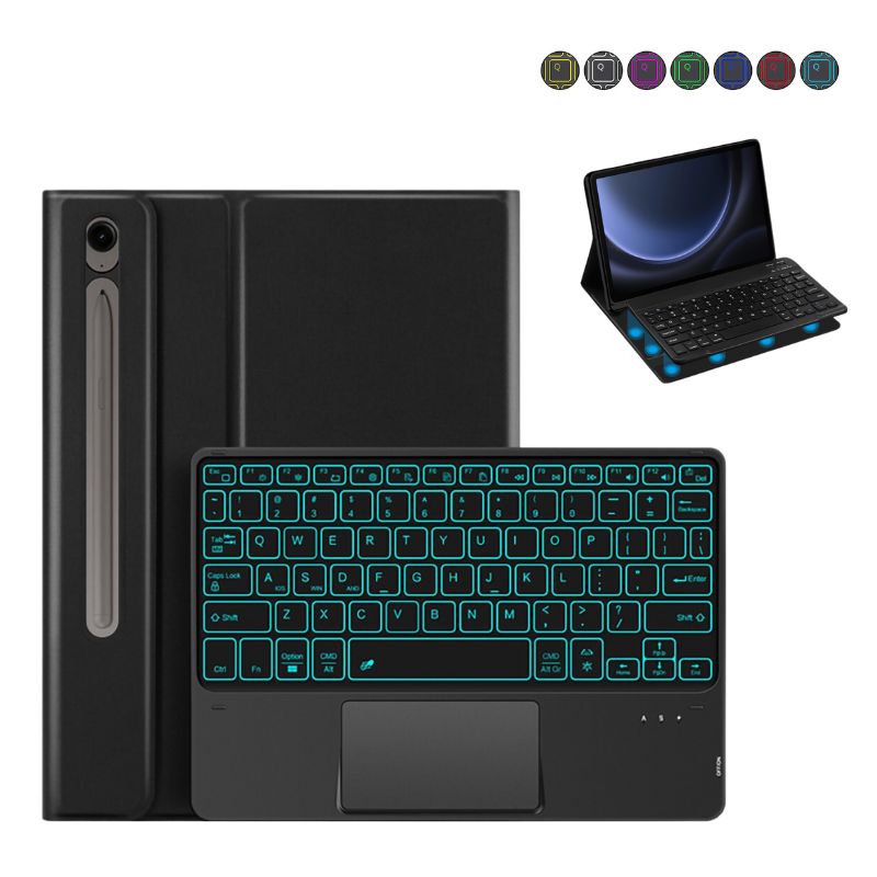 Load image into Gallery viewer, [Detachable] Samsung Galaxy Tab S9 &amp; S9 FE 11” - PU Business Wireless Touch Bluetooth Keyboard Case With Pen Slot
