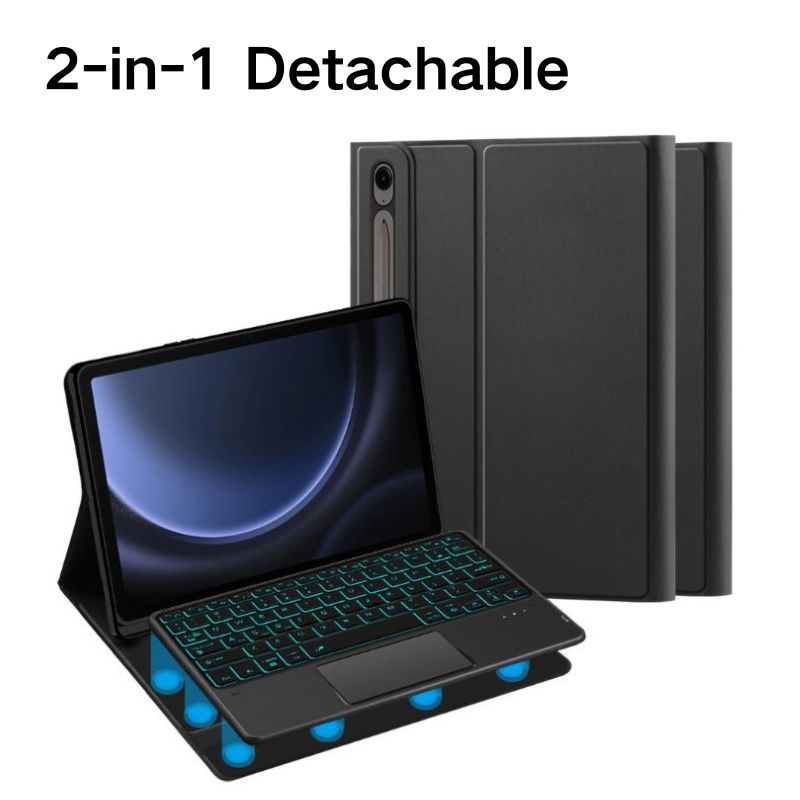 Load image into Gallery viewer, [Detachable] Samsung Galaxy Tab S7 Plus &amp; S8 Plus &amp; S7 FE &amp; S9 Plus &amp; S9 FE Plus &amp; S10 Plus 12.4&quot; - PU Business Wireless Touch Bluetooth Keyboard Case With Pen Slot
