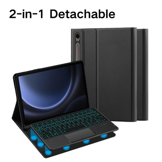 [Detachable] Samsung Galaxy Tab S7 & S8 11" - PU Business Wireless Touch Bluetooth Keyboard Case With Pen Slot