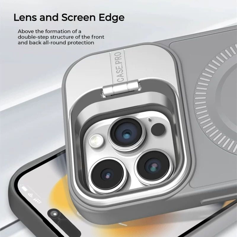 Load image into Gallery viewer, [Built-in Stand][With Lens Bracket] Apple iPhone 15/Plus/Pro/Max - Full Cover Soft Silicone Shockproof Protection Essentials Series Case
