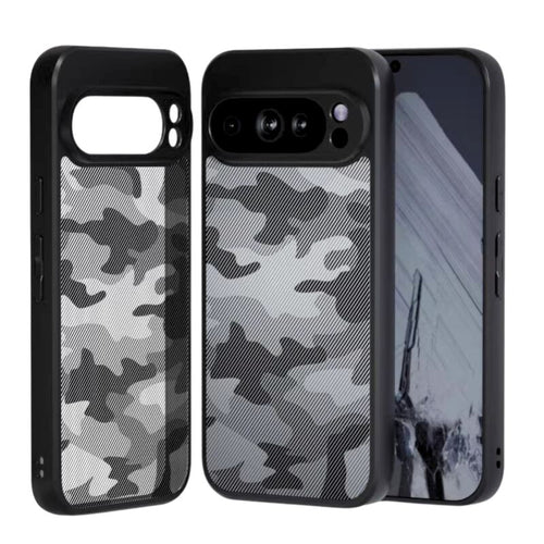 Google Pixel 9/Pro/XL - Camo Style Matte Finish Essentials Series Case With Wrist Starp