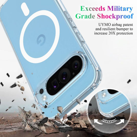 [Magsafe Compatible] Google Pixel 8/Pro/A - Transparent TPU+PC Military Grade Shockproof Essentials Series Case