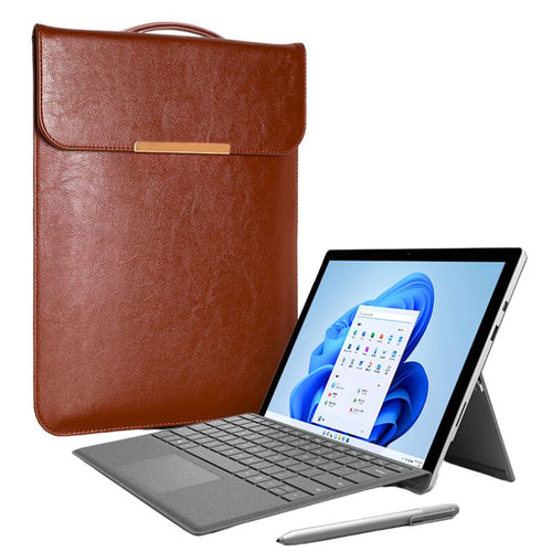 Microsoft Surface Pro X (1876) 13” - PU Leather Handheld Inner Bag With Power Adapter Pouch