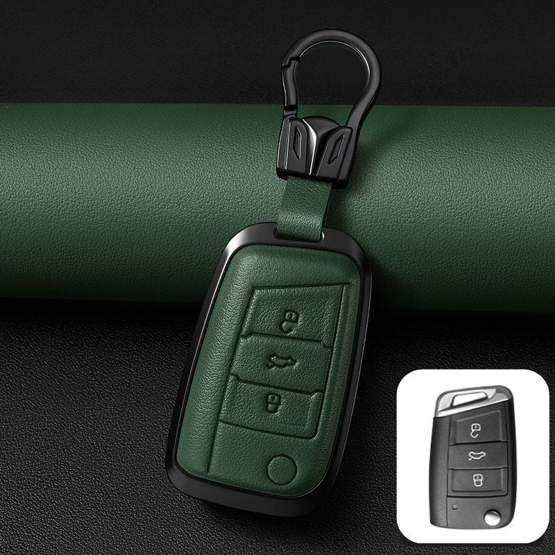 Load image into Gallery viewer, Volkswagen Zinc Alloy + PU Leather Car Key Fob Case Cover For Golf 7, Golf 8, Tiguan, Jetta, Passat, Lamando L, ID.3, ID.4,  ID.5, ID.6
