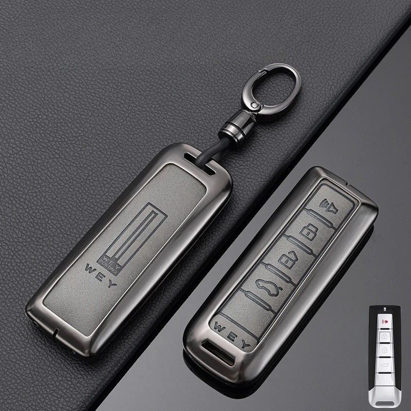 Load image into Gallery viewer, Great Wall Zinc Alloy + PU Leather Car Key Fob Case Cover For WEY VV5, VV6, VV7, Mocha

