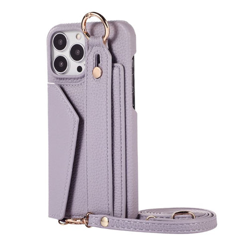 [With Card Slot] Apple iPhone 11/Pro/Max PC + PU Envelope Leather Wallet Case With Wrist & Shoulder Strap