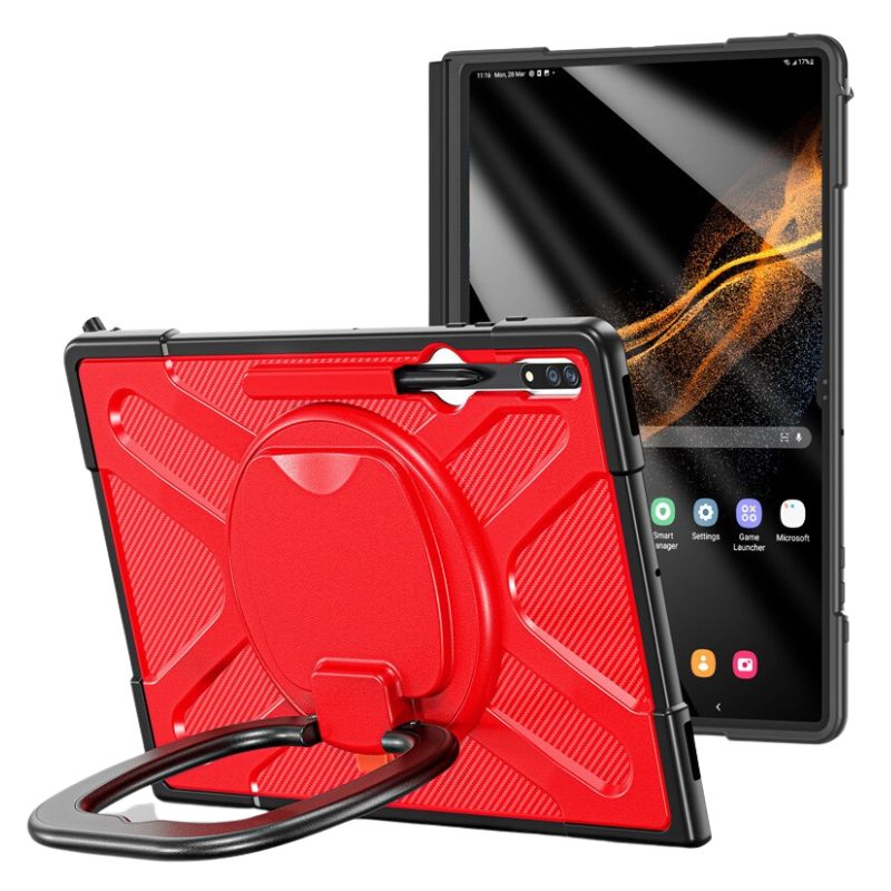 Load image into Gallery viewer, Samsung Galaxy Tab S8 Ultra (SM-X900 / SM-X906) 14.6&quot; - 360 Degree Rotate Shockproof Heavy Duty Tough Stand Case Cover With Pen Holder
