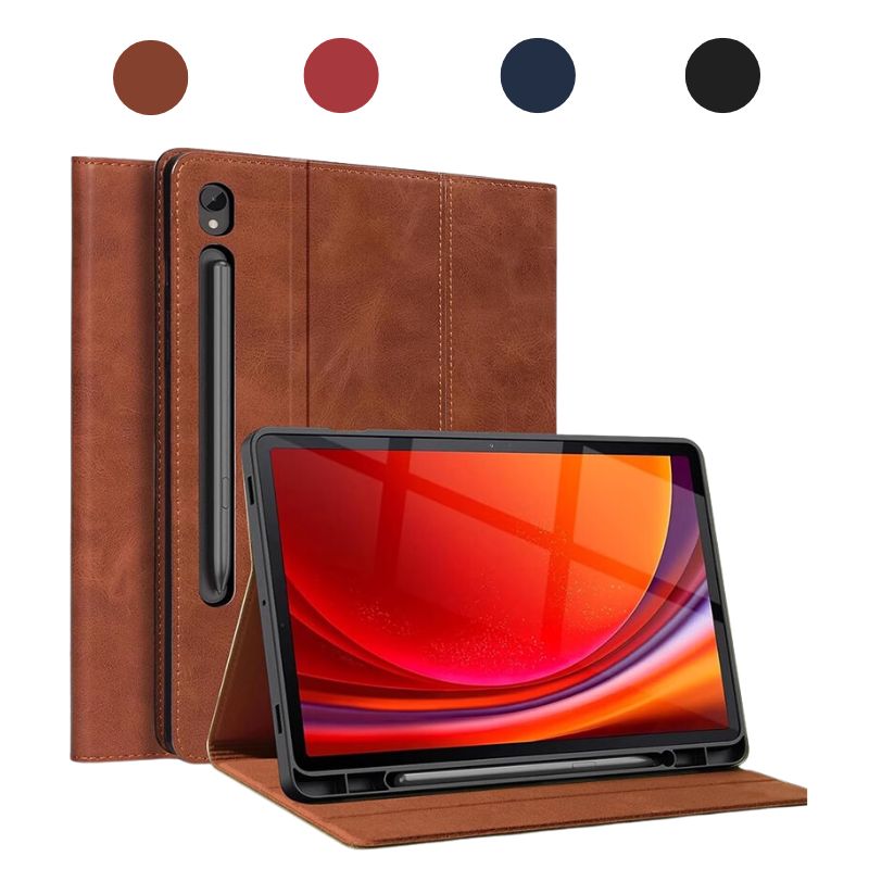 Load image into Gallery viewer, [With Pen Slot] Samsung Galaxy Tab S9 Ultra 14.6&quot; - Full Coverage Shockproof Genuine Leather Case
