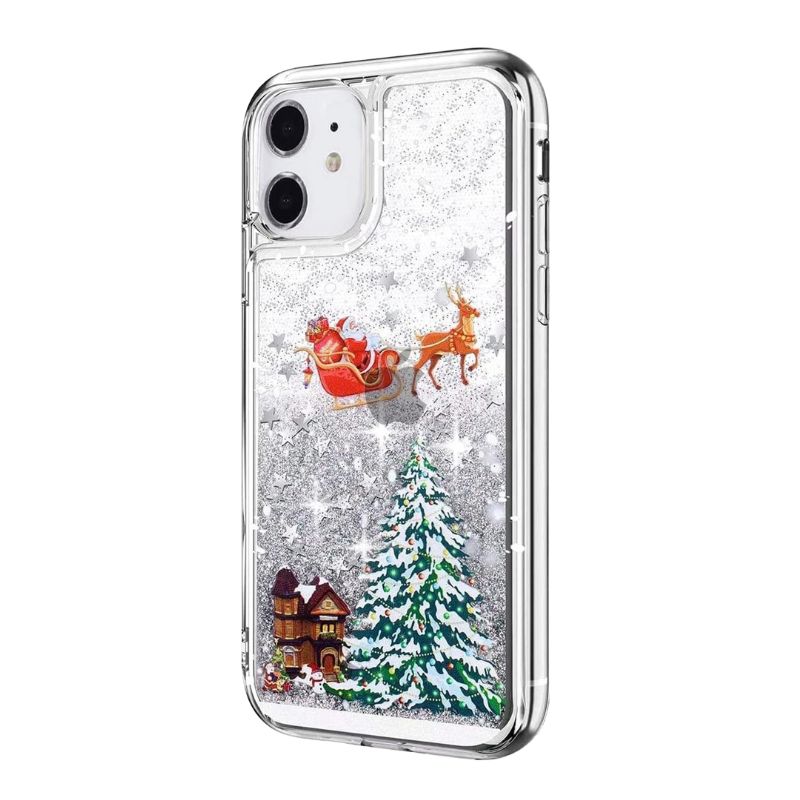 Load image into Gallery viewer, Apple iPhone 12/Mini/Pro/Max - Transparent Soft TPU Christmas Elements Liquid Glitter Fashion-Forward Series Case
