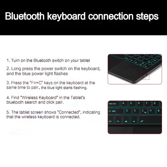 [With Backlit] Microsoft Surface Pro X 13” - Wireless Bluetooth Magnetic Touch Keyboard