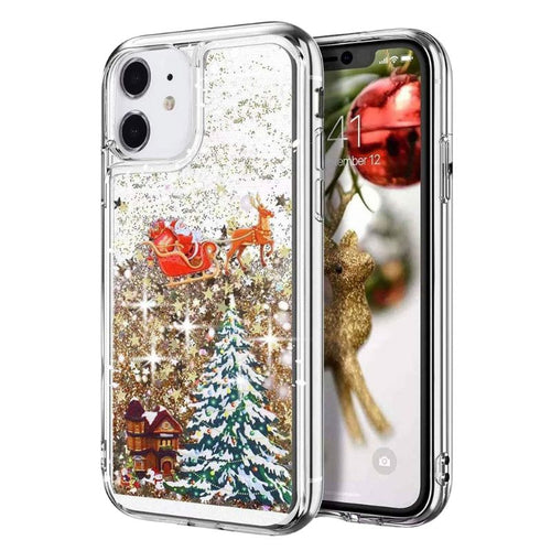 Apple iPhone 16/Plus/Pro/Max - Transparent Soft TPU Christmas Elements Liquid Glitter Fashion-Forward Series Case