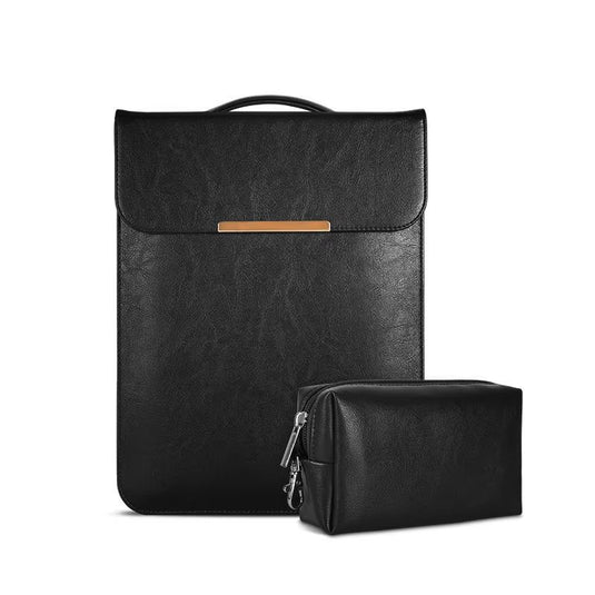 Microsoft Surface Pro X (1876) 13” - PU Leather Handheld Inner Bag With Power Adapter Pouch