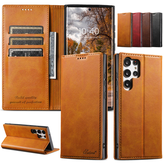 [With Card Slot] Samsung Galaxy S23/Plus/Ultra Premium Leather Flip Shockproof Wallet Series Case