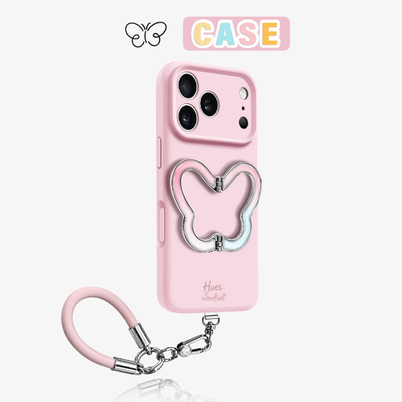 Load image into Gallery viewer, [Butterfly Stand] Apple iPhone 17 Pro Max / 18 Pro Max - Liquid Silicone Shockproof Soft-Touch Case With Short Strap
