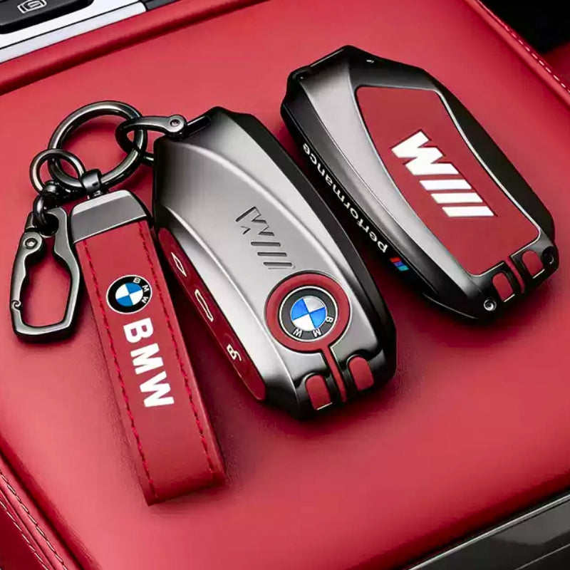 Load image into Gallery viewer, BMW Premium Leather Protection Car Key Fob Case Cover For BMW 5 Series (530), 3 Series (330Li), 7 Series, X1, X3, X5, iX3 (2026)
