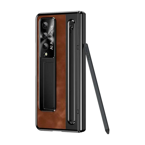 [With Card Slot] Samsung Galaxy Z Fold 5 5G (SM-F946) - Retro Leather Folding Stand Series Shockproof Case