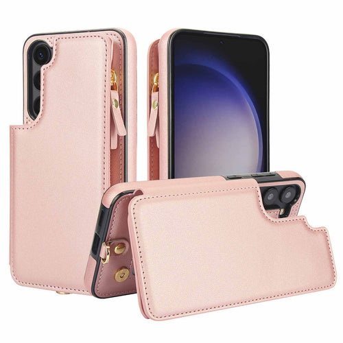 [With Card Slot] Samsung Galaxy A15 (SM-A155 / SM-A156) - PU Leather RFID Blocking Wallet Series Stand Case With Long + Short Lanyard