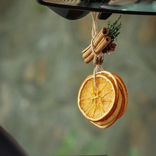 Handmade Forest Style Natural Cinnamon Orange Slice Pinecone Pendant Car Rearview Mirror Hanging Ornament Creative Gift - i-Station Mobile Phone & Electronic Device Repair and Accessories
