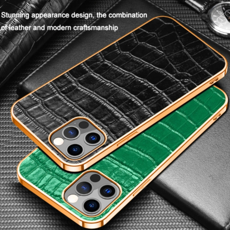 Load image into Gallery viewer, Apple iPhone 16/Plus/Pro/Max - Business Crocodile Pattern Cowhide Drop Proof Genuine Leather Series Case
