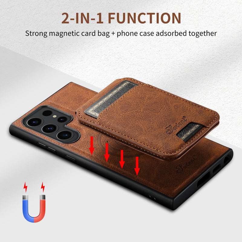 Load image into Gallery viewer, Samsung Galaxy S25 Plus/Ultra - Business Detachable Magnetic Leather Card Holder Stand Case
