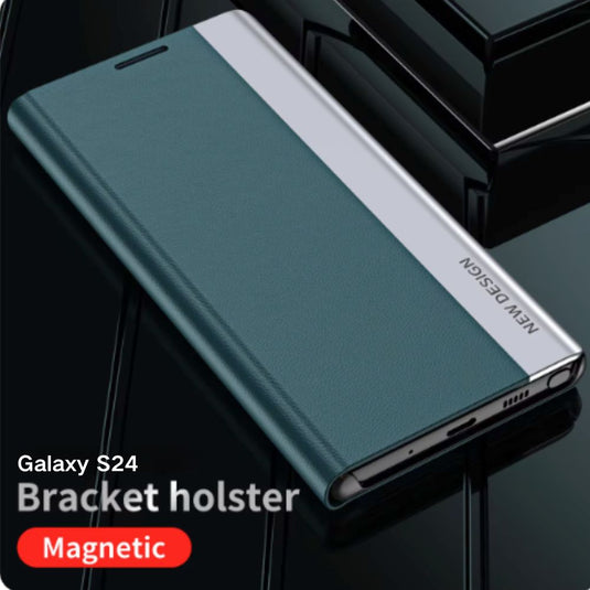 Samsung Galaxy S24/Plus/Ultra - Business Magnetic Adsorption Flip TPU Leather Series Stand Case