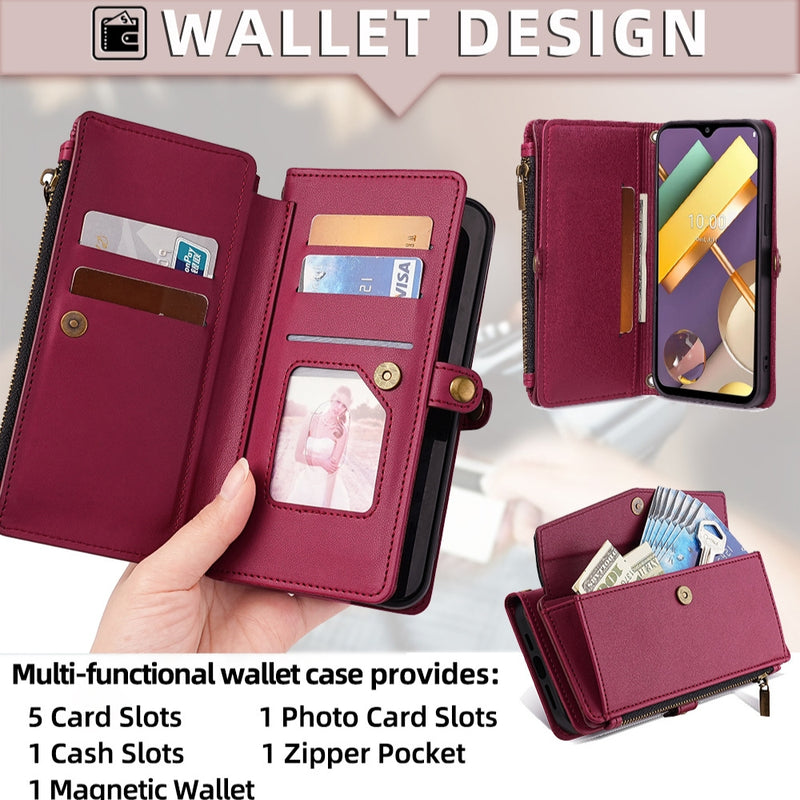 Load image into Gallery viewer, LG G8 ThinQ - Magnetic Crossbody PU Leather Wallet Series Stand Case With Lanyard
