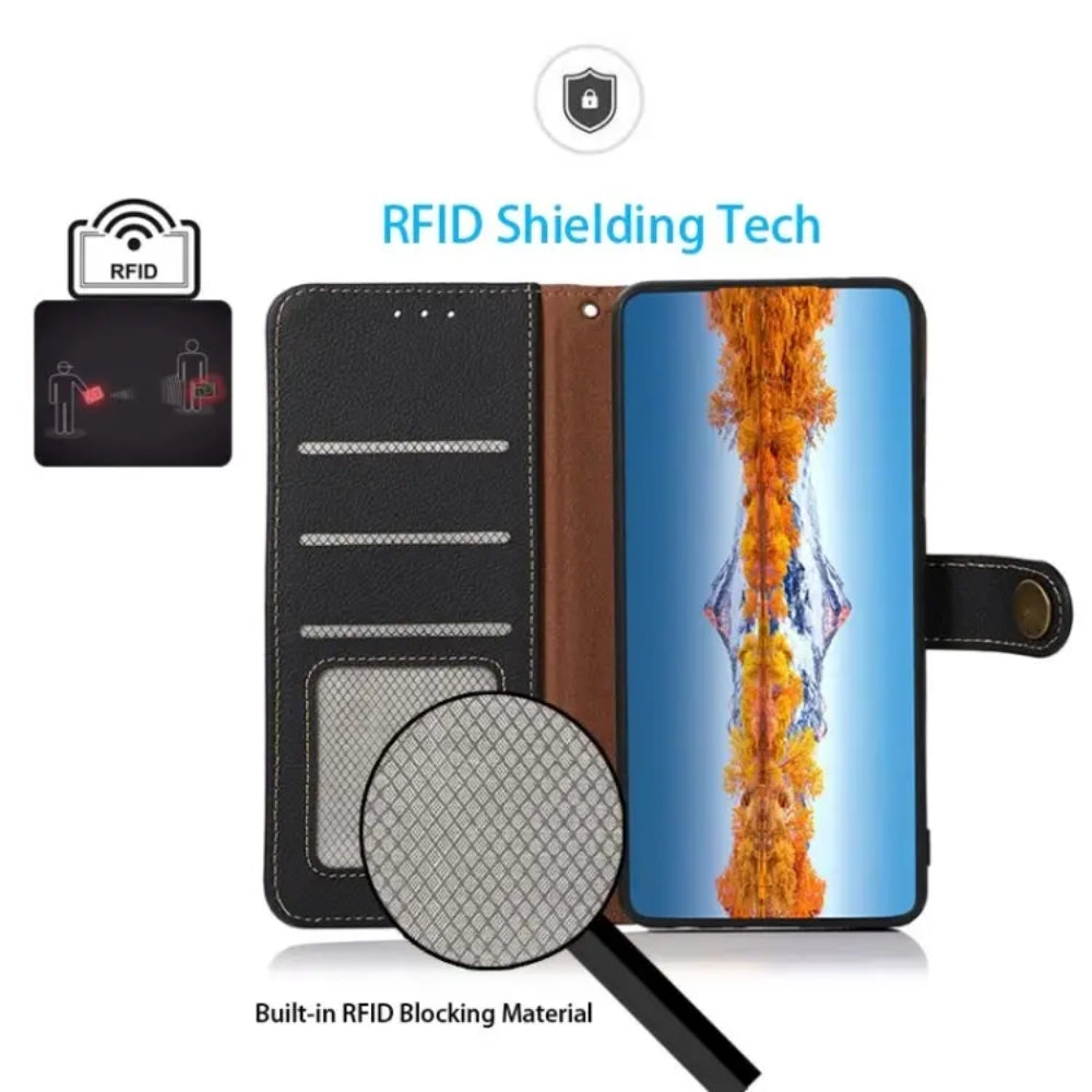 [Built-in RFlD Blocking Material] Samsung Galaxy XCover 5 (G525) - Genuine Leather Flip Stand Wallet Series Case - i-Station Mobile Phone & Electronic Device Repair and Accessories