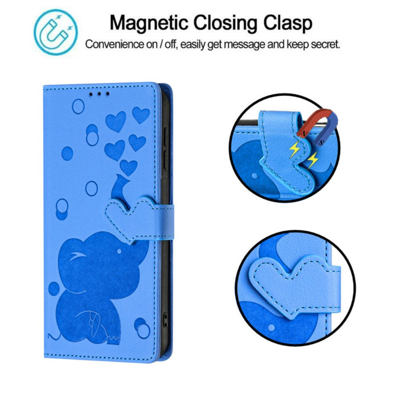 Load image into Gallery viewer, Samsung Galaxy A36 (SM-A366) - Cartoon Heart-shaped Elephant PU Leather Wallet Series Case
