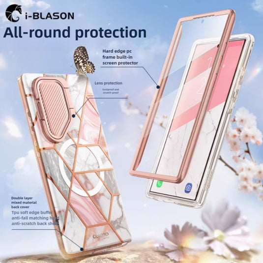 [Magsafe Compatible] Samsung Galaxy S24 Ultra (SM-G928) - i-BLASON Luxury Shell-Membrane Integrated Fashion-Forward Series Stand Case