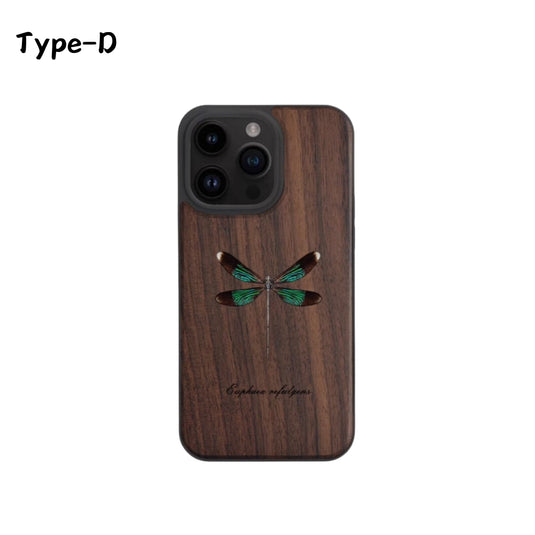 Apple iPhone 13/Pro/Max - Real Insect Specimen Black Walnut Wood Luxury Insect Art Essentials Series Case