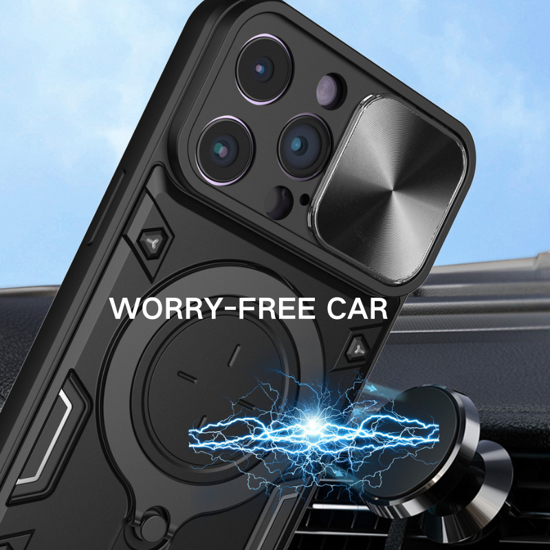 [With Stand][Built-in Slide Lens Cover] OPPO Reno13 / Pro Mecha-style Protective Hard Heavy Duty Series Case - i-Station Mobile Phone & Electronic Device Repair and Accessories