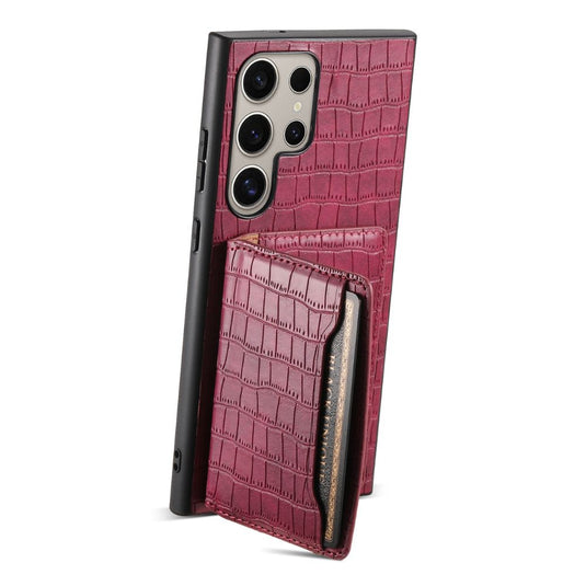 [With Card Slot] Samsung Galaxy S24/Plus/Ultra - Business Crocodile Leather Wallet Series Stand Case