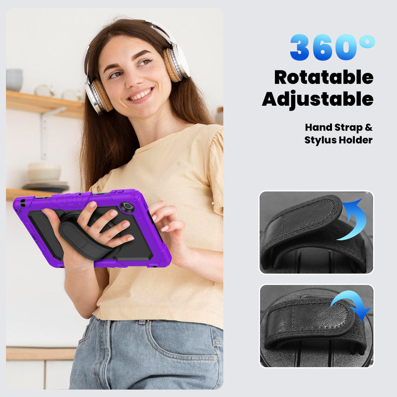 Load image into Gallery viewer, [Built-in Kickstand] Lenovo Tab 10.1&quot; 2025 (TB311FU/TB311XU) - Silicone Full Covered Heavy Duty Series Case With Adjustable Hand Strap
