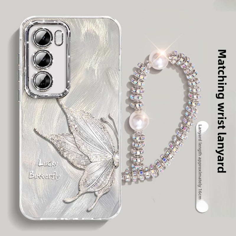 Load image into Gallery viewer, OPPO Reno 12 5G (CPH2625) - Simple Lucky Butterfly Fashion-Forward Series Case With Pearl Hanging Rope
