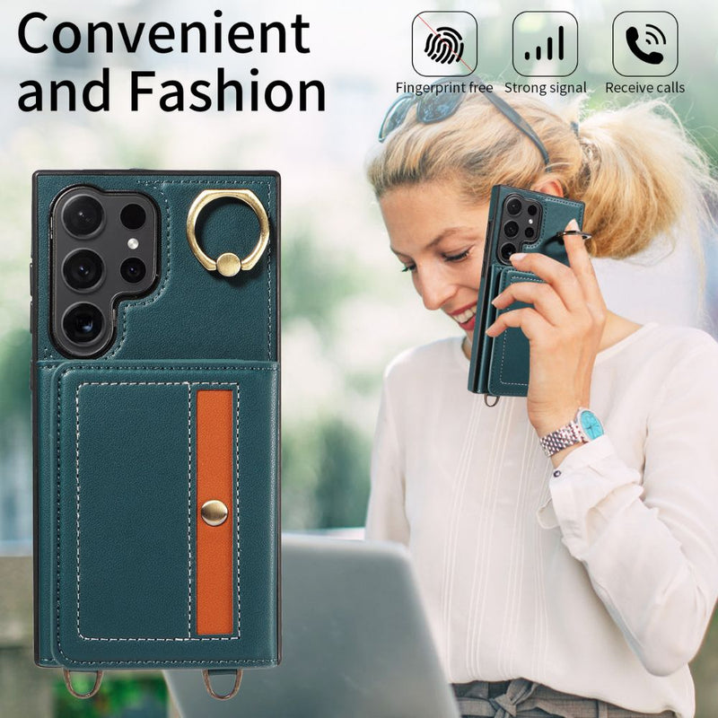 Load image into Gallery viewer, [With Card Slot] Samsung Galaxy S21 FE - Business Crossbody PU Leather Wallet Series Stand Case With Lanyard
