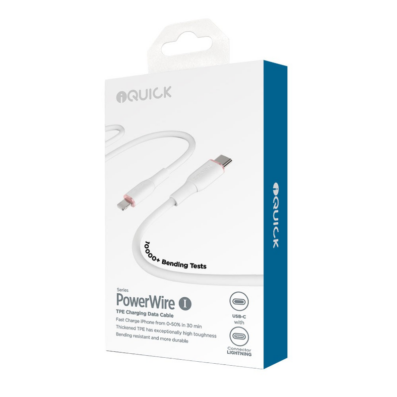 Load image into Gallery viewer, iQuick PowerWire 1 Series TPE Charging Data Cable Type-C to iP 0.5m
