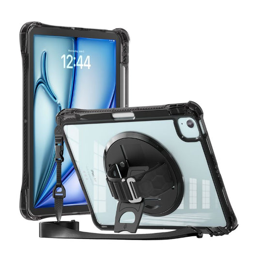 [With Pen Slot] [Built-in Stand] Apple iPad 10th (2022) 10.9" - 360 Degree Acrylic Transparent Rotation Heavy Duty Series Case With Starp