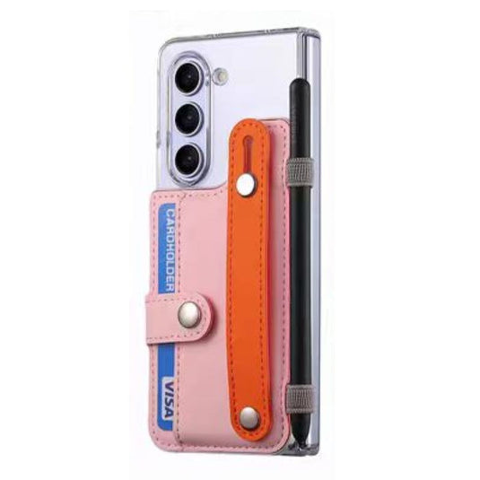 [With Card Slot] Samsung Galaxy S24(SM-S921)/Plus(SM-S926)/Ultra(SM-S928) - Transparent Color Blocking Wallet Series Case With Wrist Strap