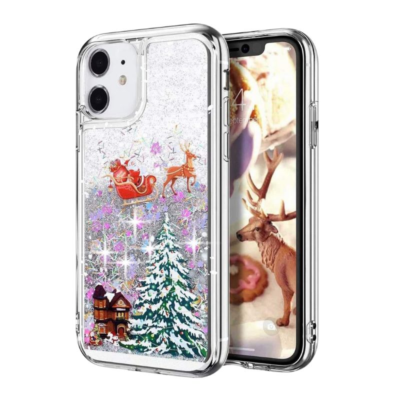 Load image into Gallery viewer, Apple iPhone 12/Mini/Pro/Max - Transparent Soft TPU Christmas Elements Liquid Glitter Fashion-Forward Series Case
