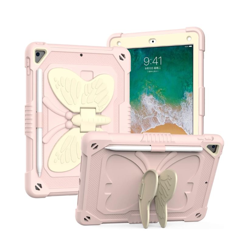 Load image into Gallery viewer, [With Pen Slot] [Built-in Stand] Apple iPad Pro 2nd Gen (2017) 10.5&quot;- Child Friendly Silicone Cartoon Butterfly Fashion-Forward Series Case With Strap
