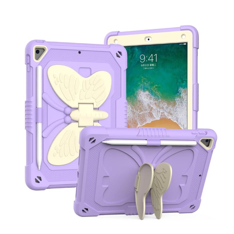 Load image into Gallery viewer, [With Pen Slot] [Built-in Stand] Apple iPad Pro 2nd Gen (2017) 10.5&quot;- Child Friendly Silicone Cartoon Butterfly Fashion-Forward Series Case With Strap
